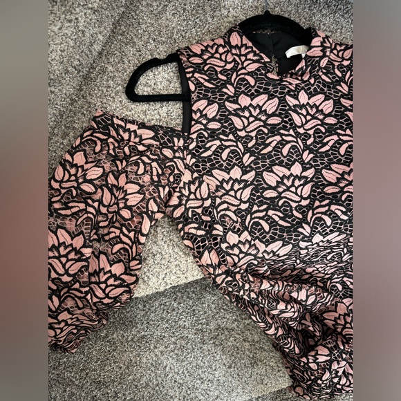 WAYF Pink & Black Lace Cold Shoulder Dress - Picture 7 of 9
